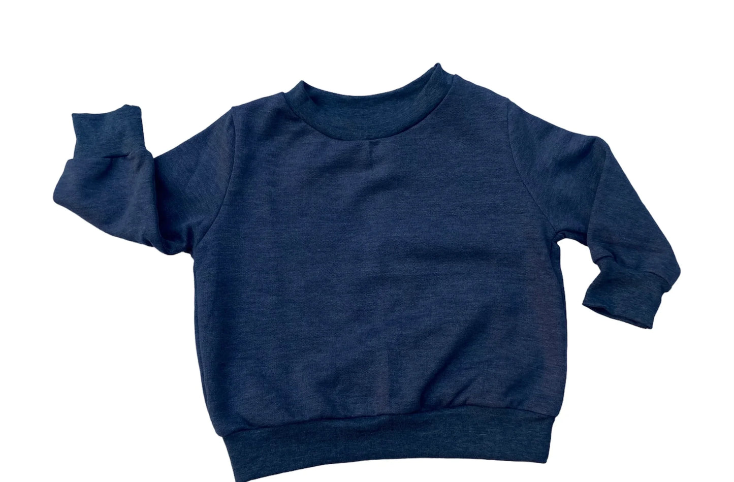 Navy blue kids long sleeve sweatshirt, soft everyday essential for children's comfort and style.