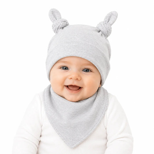 Double Knot Beanie 3 pack - Girls Pale pink/ grey/ White