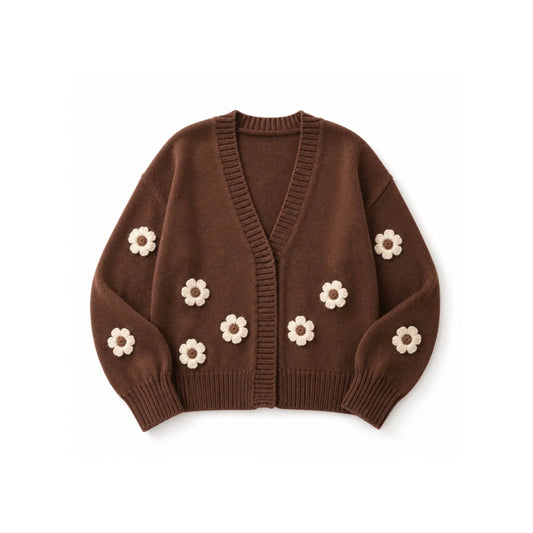 Chocolate Flower Knit Cardigan