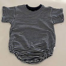 Load image into Gallery viewer, T-Shirt Romper - Navy Stripe