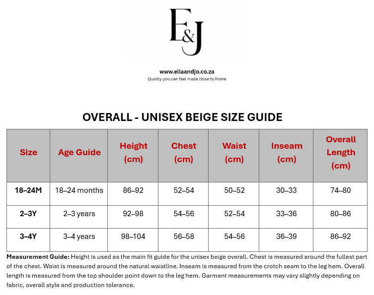 Overall - Unisex Beige
