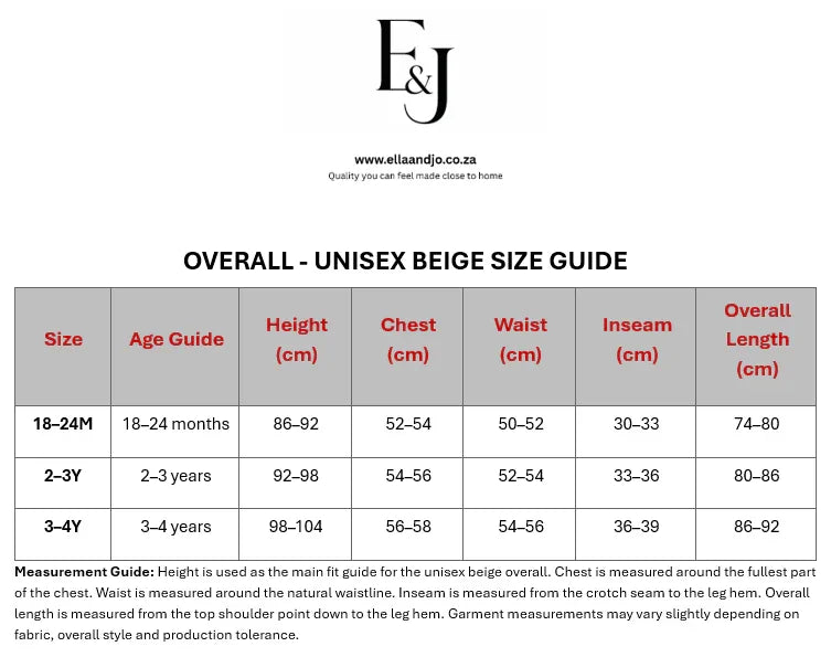 Overall - Unisex Beige