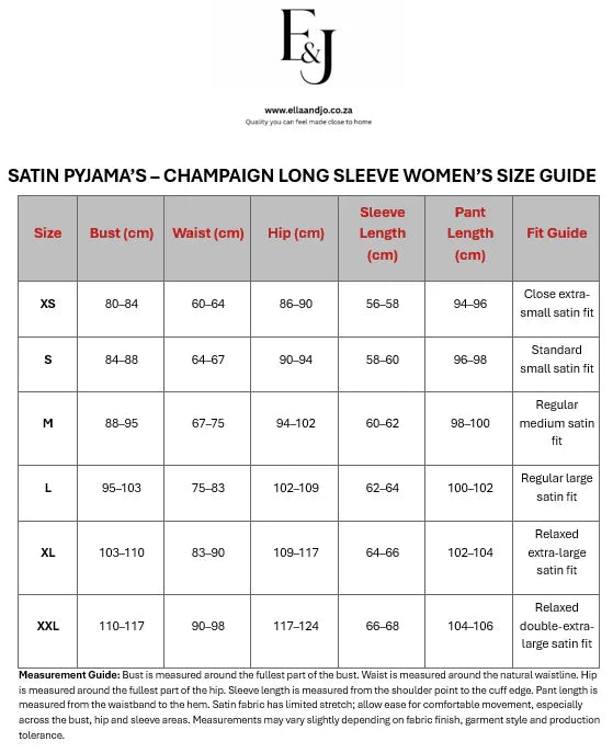 Champagne Satin Pyjama Set – Long Sleeve