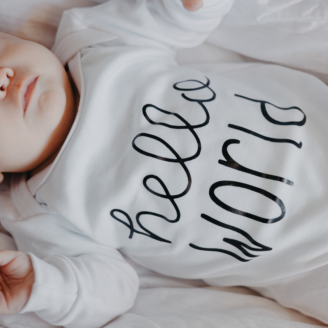 Footed Romper - Hello World