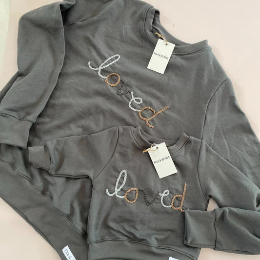 Love Sweater — Ladies Embroidered Cotton Fleece Sweater
