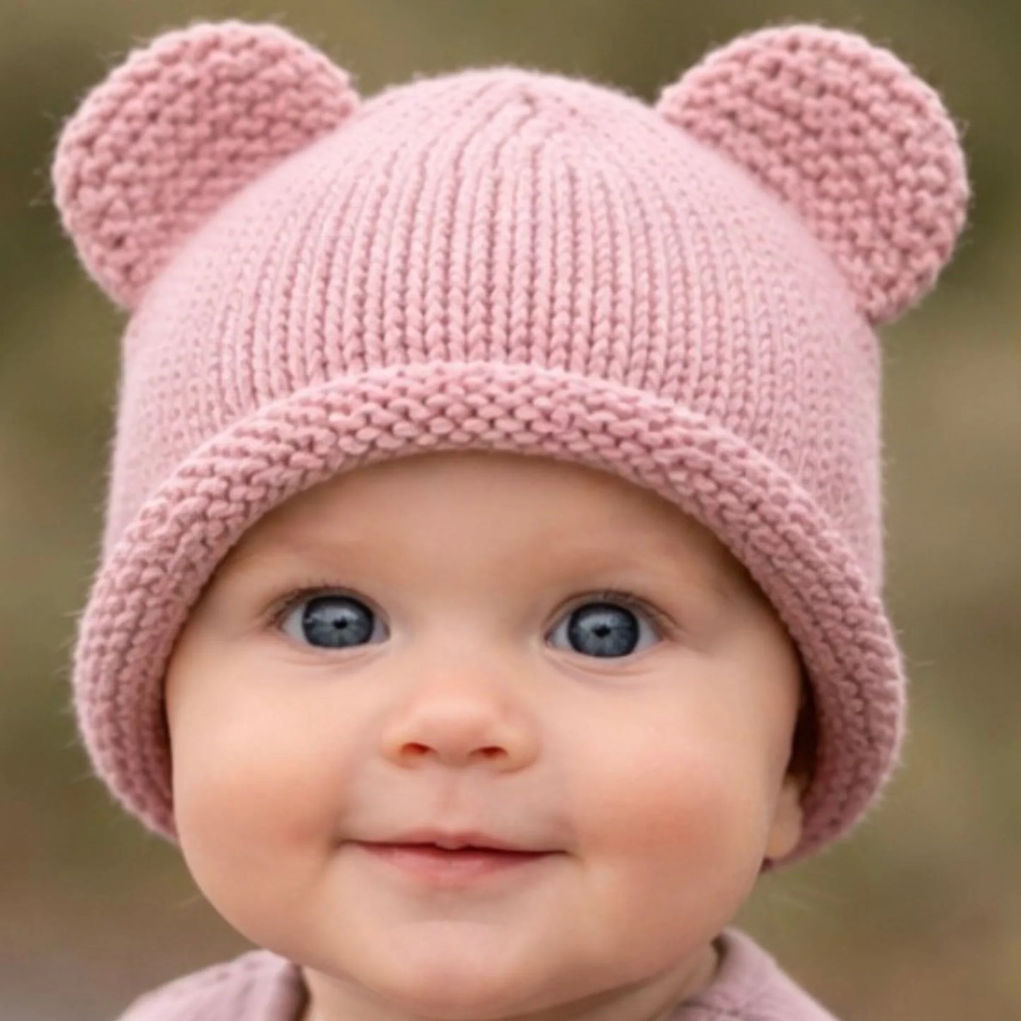 Bear Beanie Rolled hem - Dusty pink