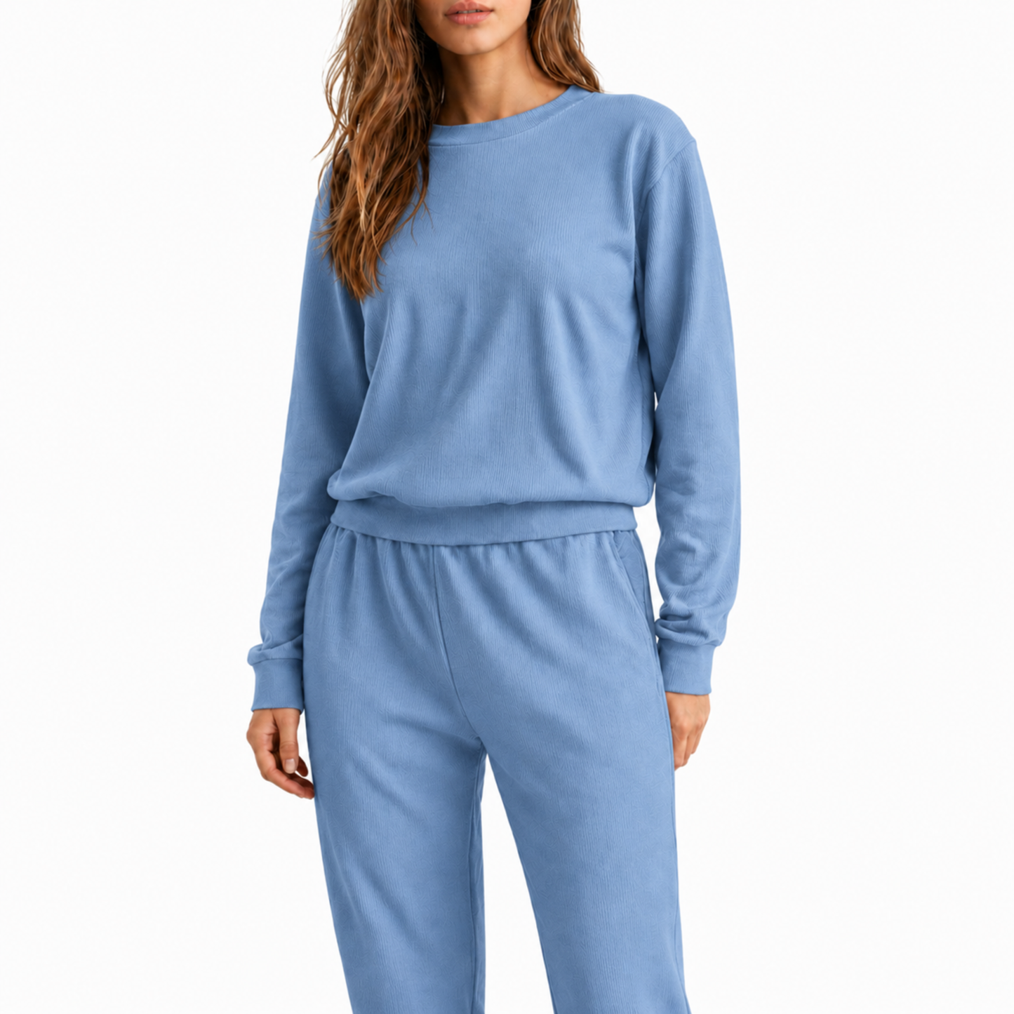 Rib Lounge Set Charcoal- Powder Blue