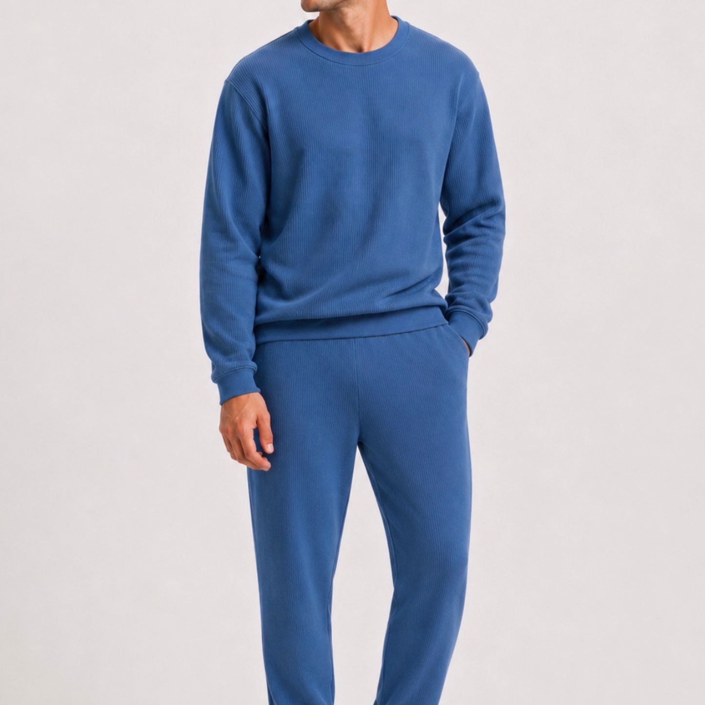 Ribbed Lounge Set Airforce Blue - Men's