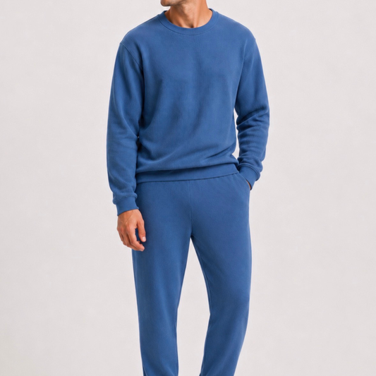 Ribbed Lounge Set Airforce Blue - Men's