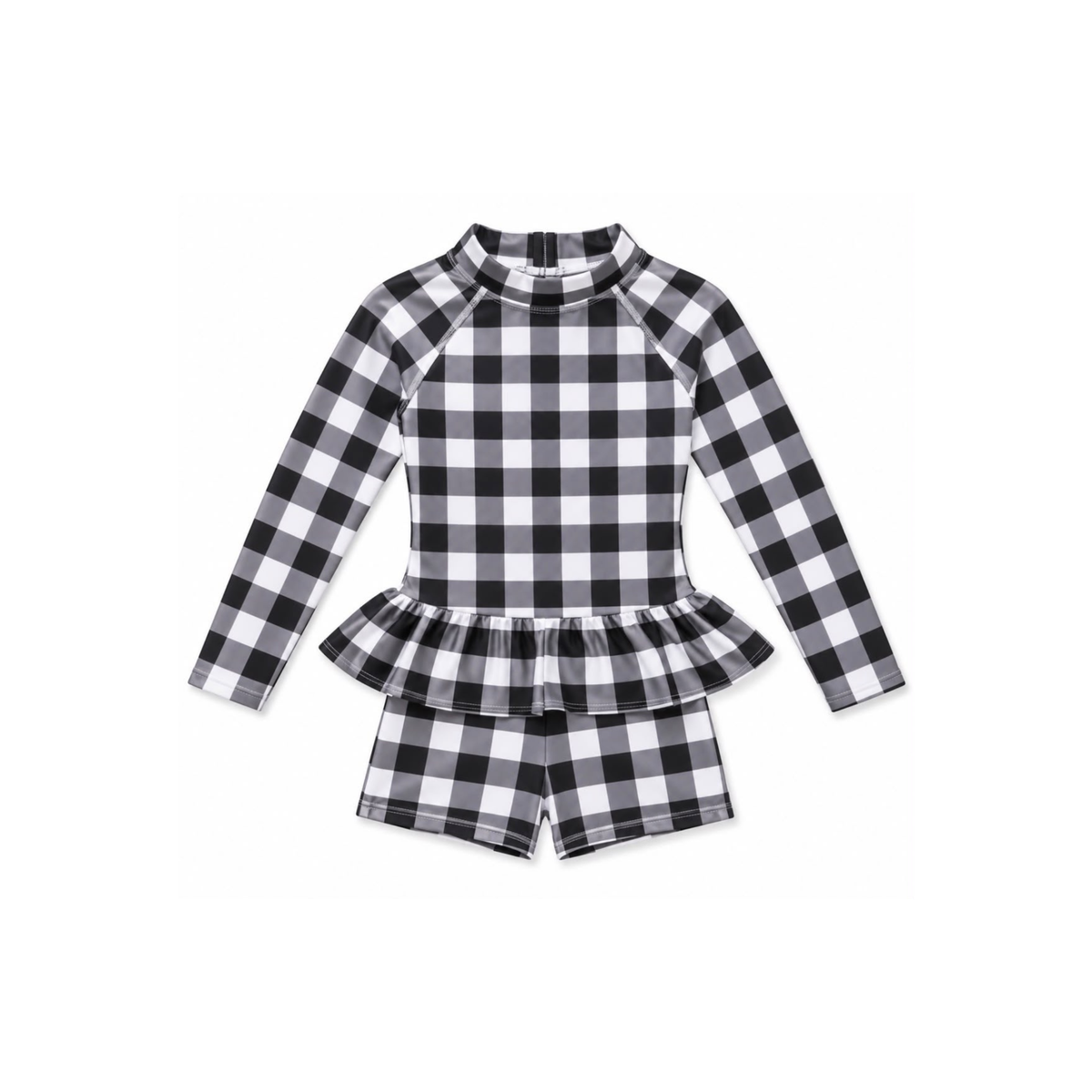 Black Gingham Frilly Swimsuit