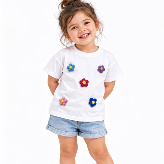 Boxy Tee - Applique Flower Detail
