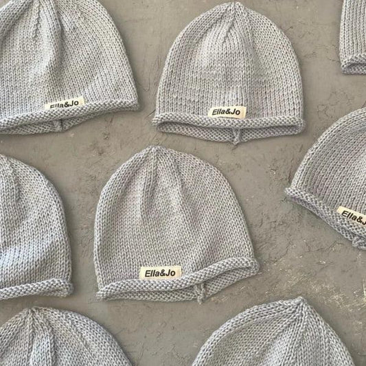 Rolled Hem Beanie- Ice grey
