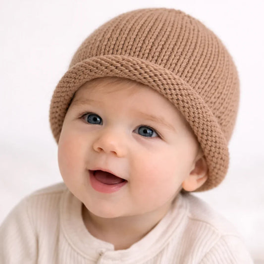 Rolled Hem Beanie- Beige