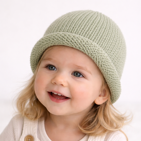 Rolled Hem Beanie- Sage Green