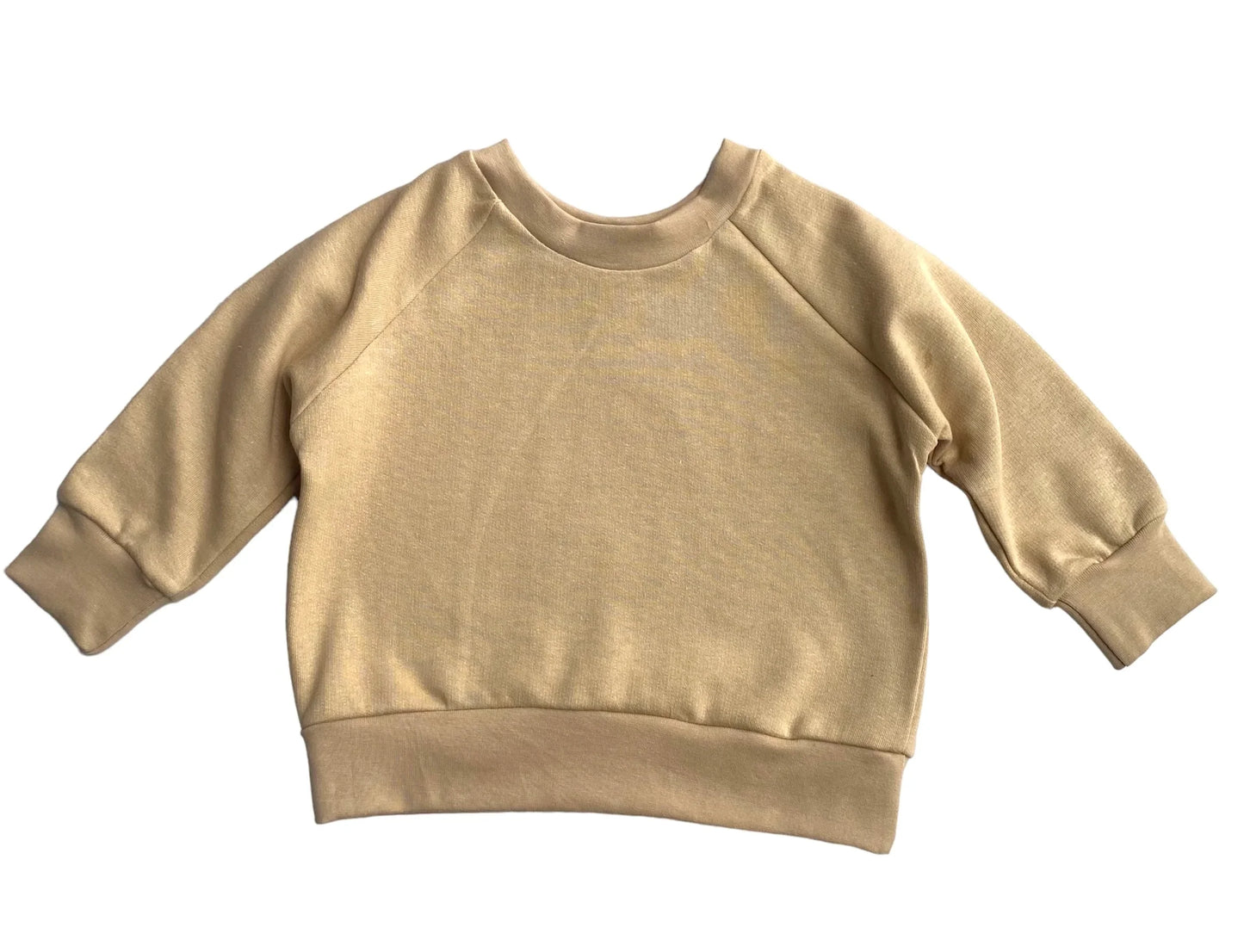 Soft beige kids sweatshirt with raglan sleeves, cozy everyday essential for children