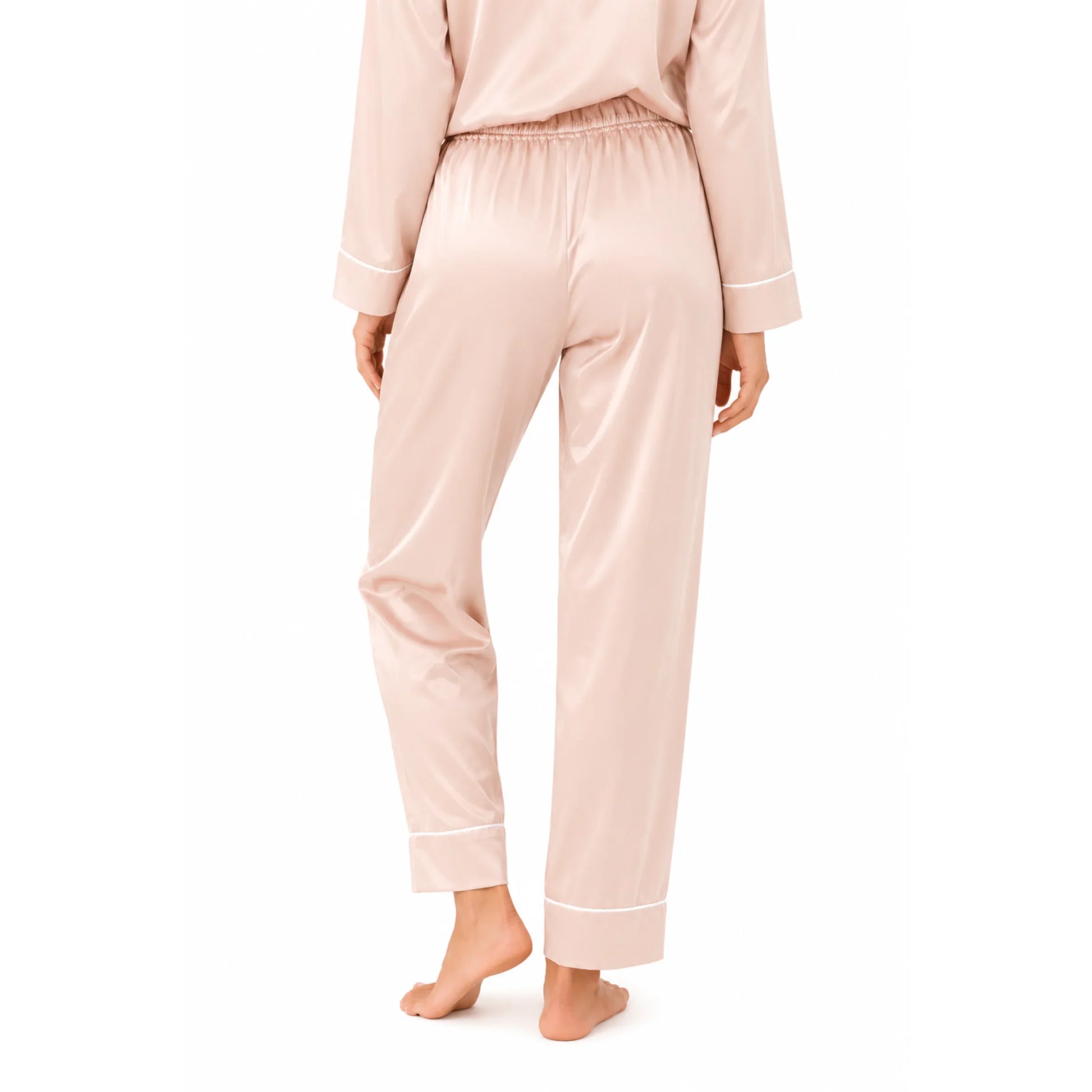 Champagne Satin Pyjama Set – Long Sleeve 4