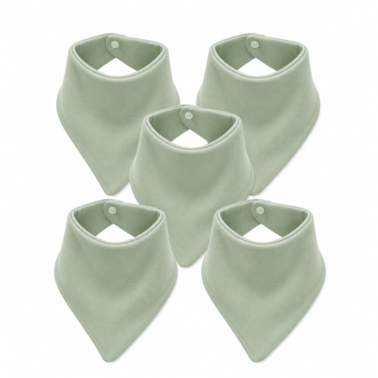 Bandana Bib- Sage 5 Pack