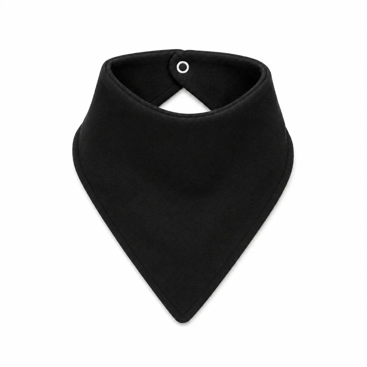 Black baby bib with snap closure, soft fabric for newborns and infants