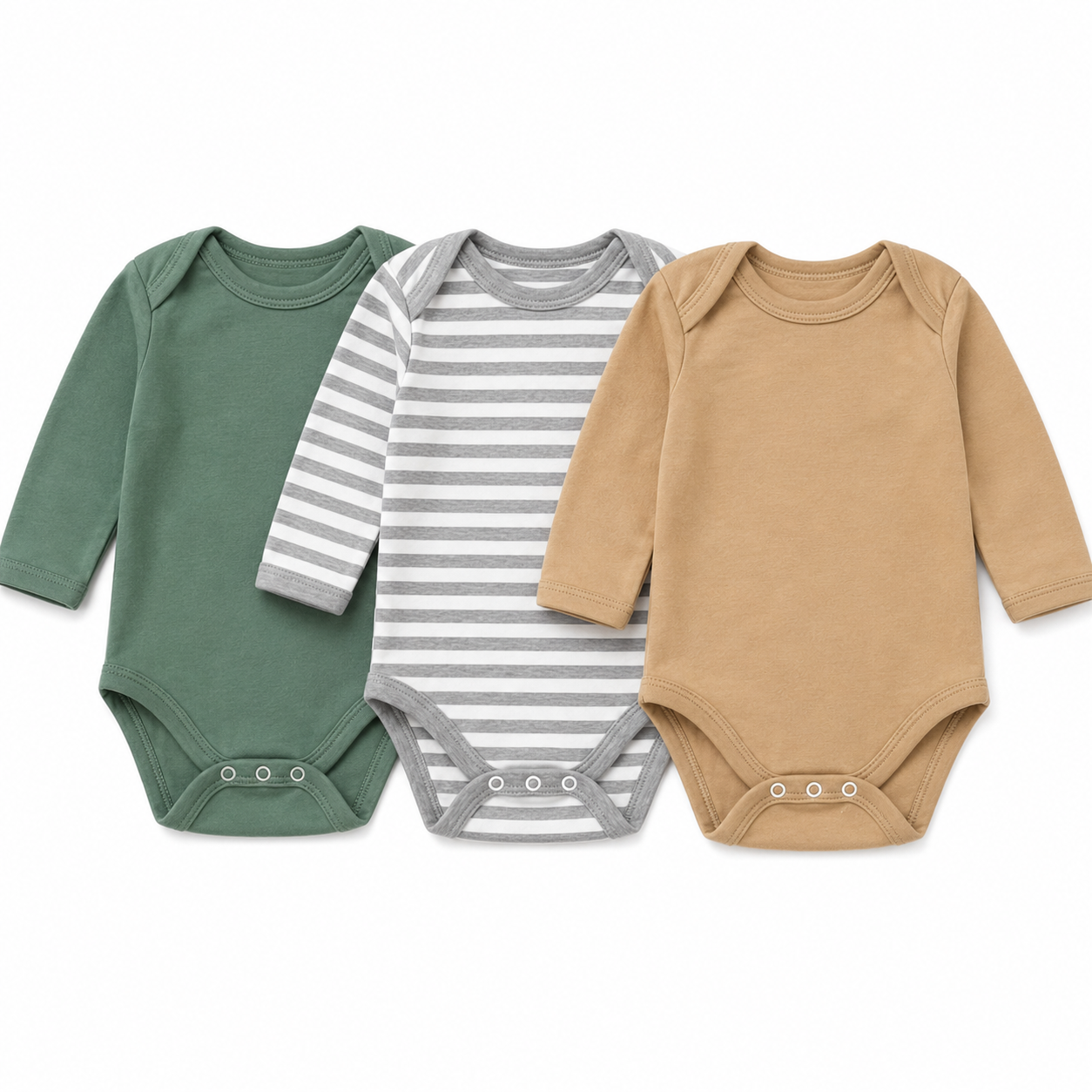 Onesie's - 3 pack (Sage/stripe/Stone)