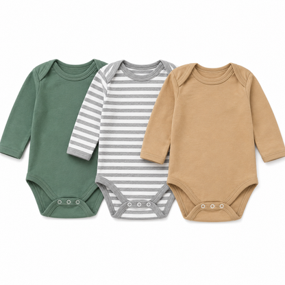 Onesie's - 3 pack (Sage/stripe/Stone)