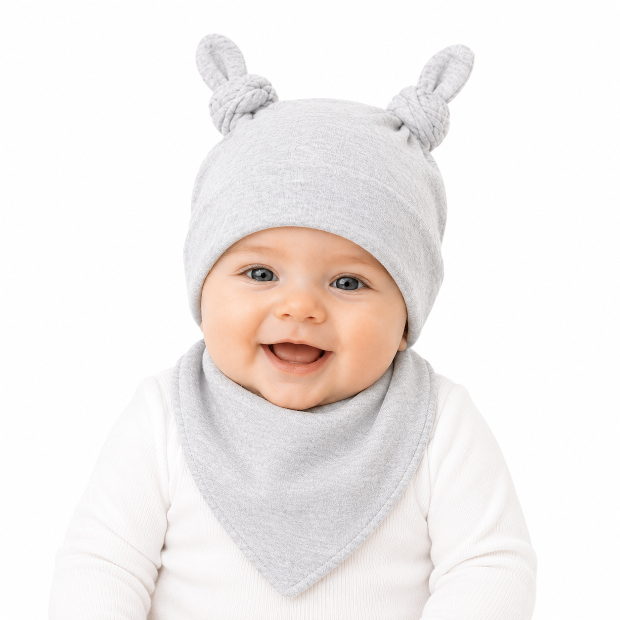 Double Knot Beanie 3 pack - Girls Pale pink/ grey/ White