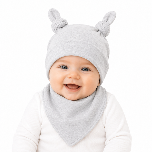 Double Knot Beanie 3 pack - Girls Pale pink/ grey/ White