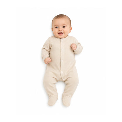 Footed Baby Romper – Chocolate / Oats / White123