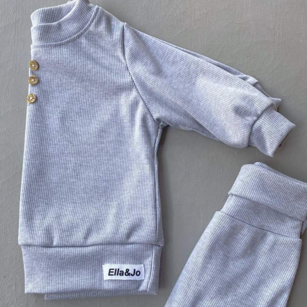 Rib Lounge Set - Light Grey