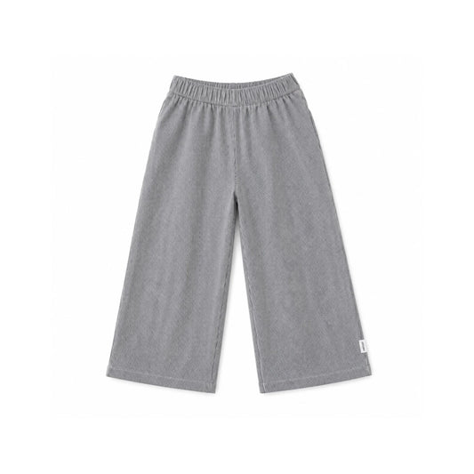 Grey corduroy kids pants with elastic waist, wide leg design, South African made children's clothing