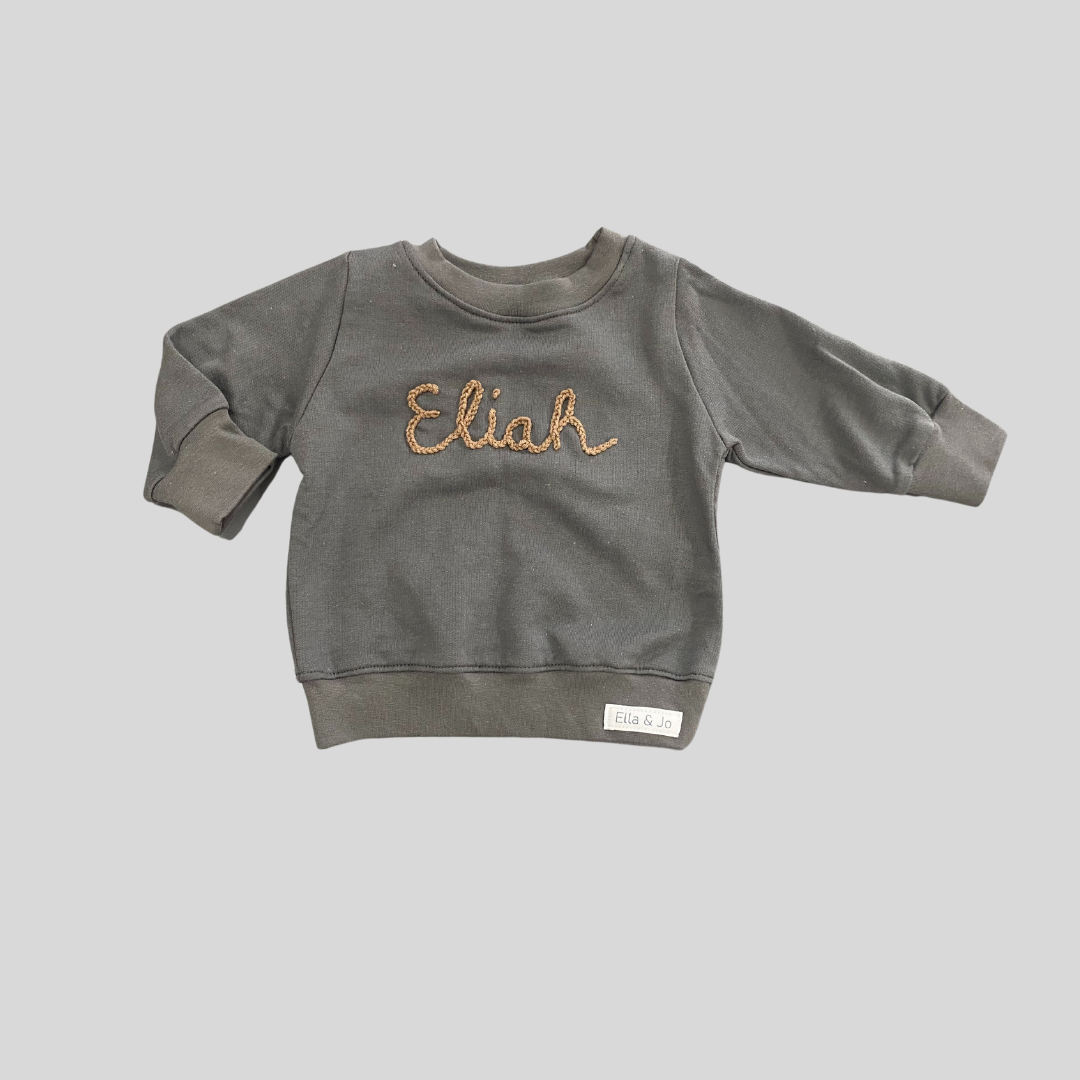 Sweater custom name embroidery Solid Grey
