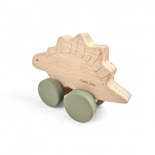 Stegosaurus Dinosaur Wooden Toy Wheely - Sage