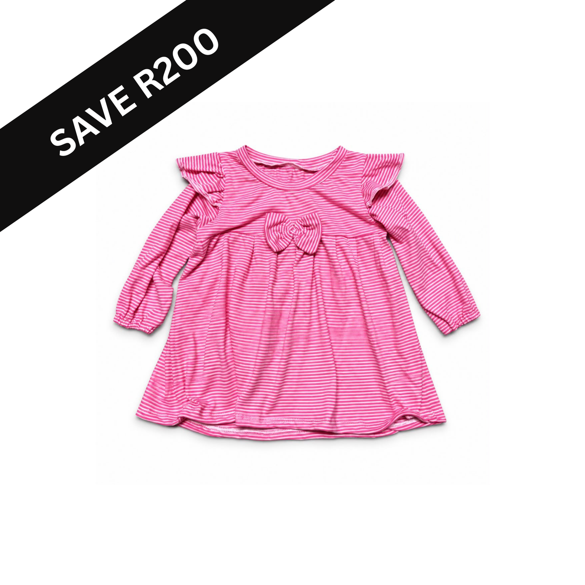 Dress - Stripe Pink Bow