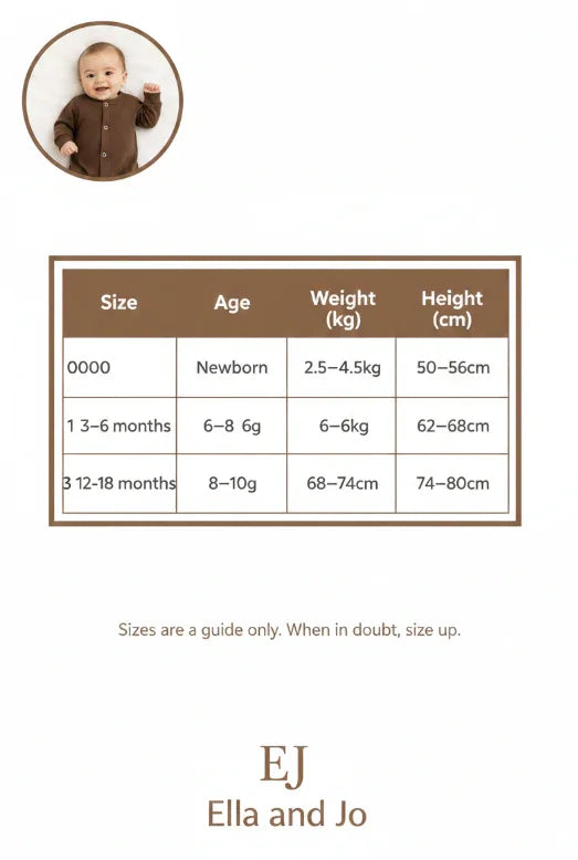 Footed Baby Romper – Chocolate / Oats / White
