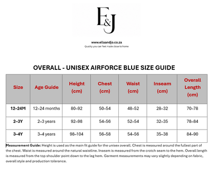 Unisex Airforce Blue Baby Overall