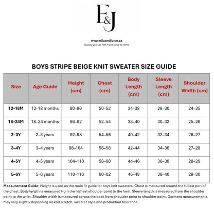 Boys Stripe Beige Knit Sweater