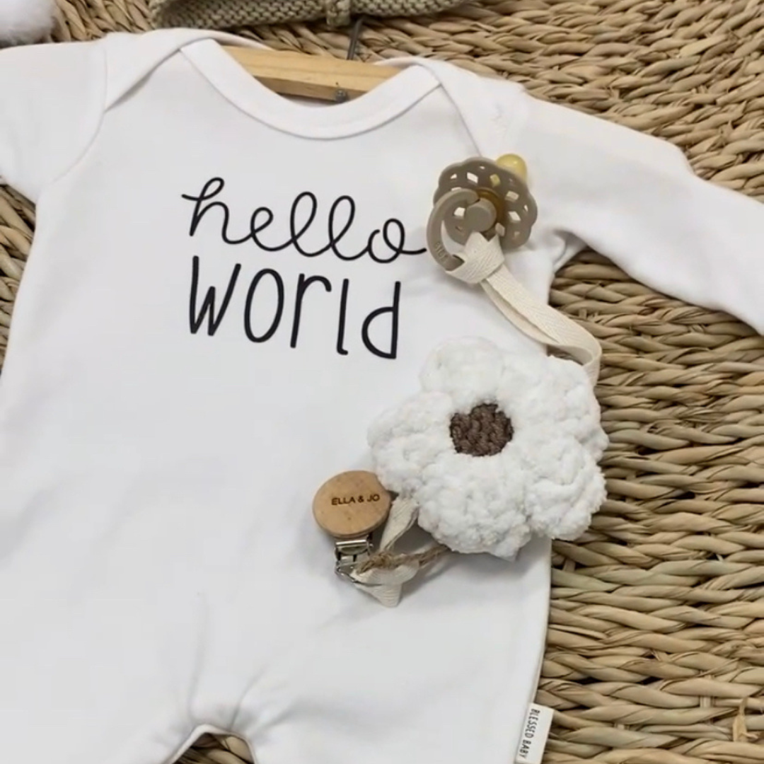 Footed Romper - Hello World