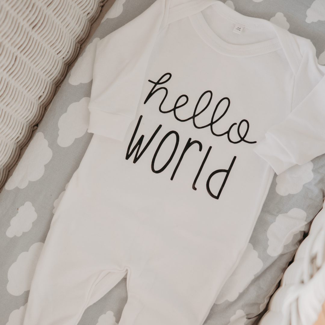 Footed Romper - Hello World