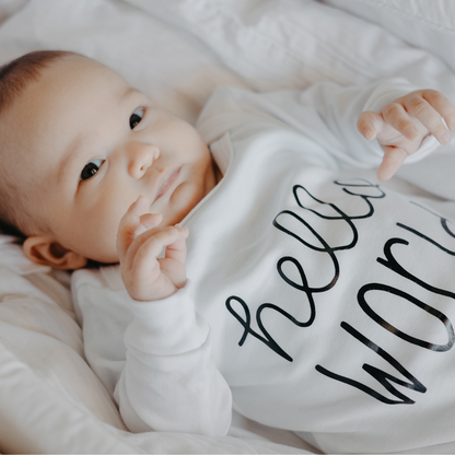 Footed Romper - Hello World