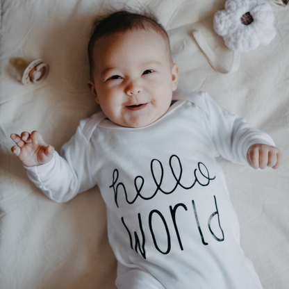 Footed Romper - Hello World