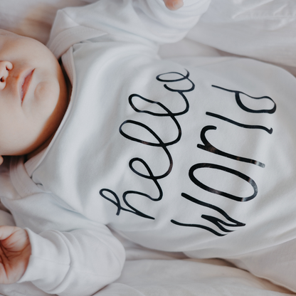 Footed Romper - Hello World