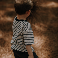 Load image into Gallery viewer, T-Shirt - Cream&amp;Black Stripe
