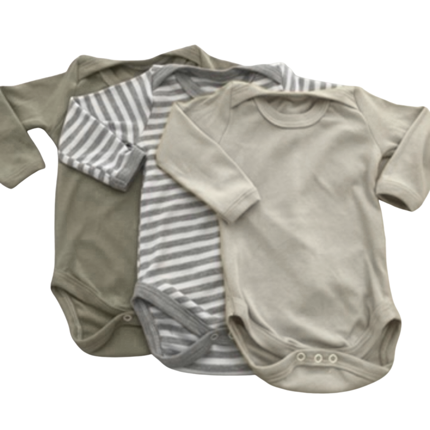 Onesie's - 3 pack (Khaki/stripe/Grey)