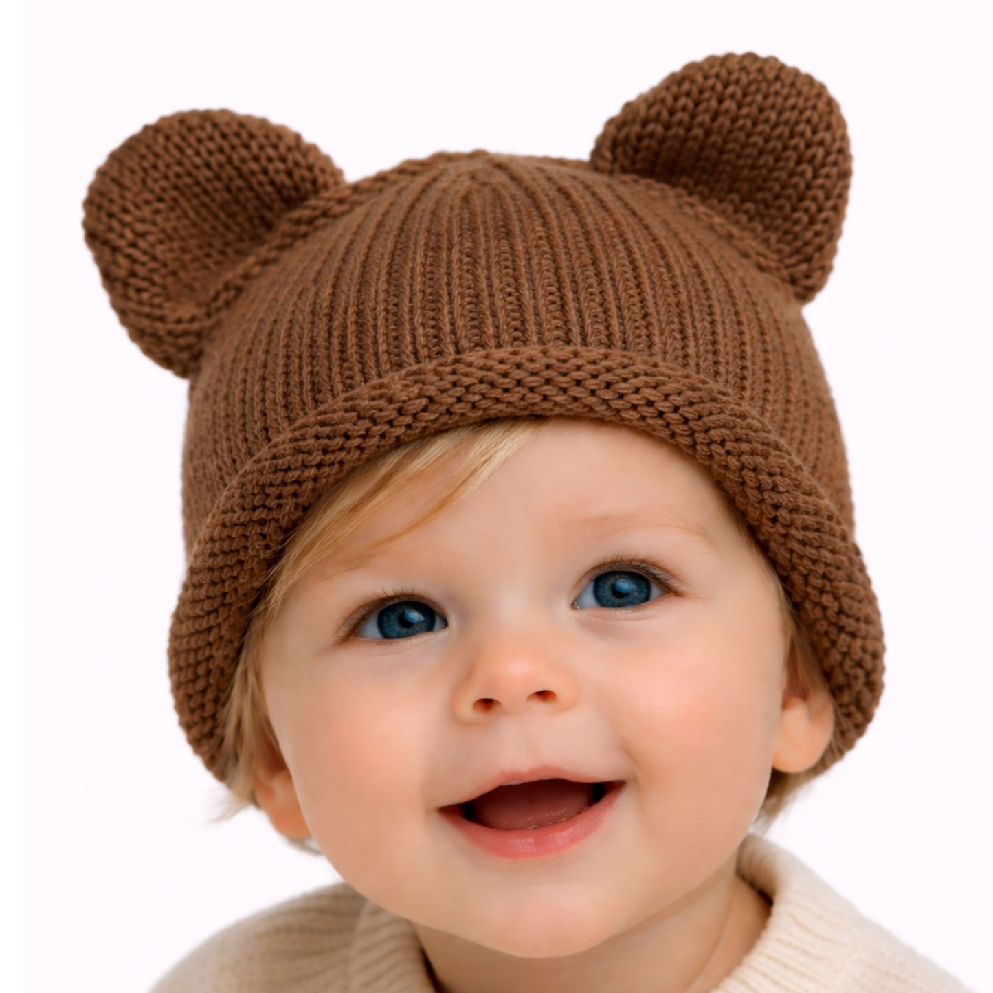 Bear Beanie Rolled hem - Brown