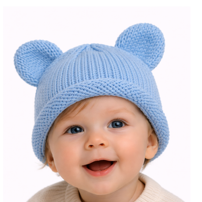 Bear Beanie Rolled hem - Ocean
