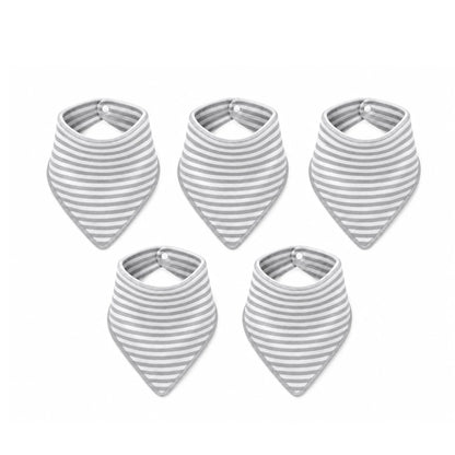 Bandana Bib- Stripe grey 5Pack