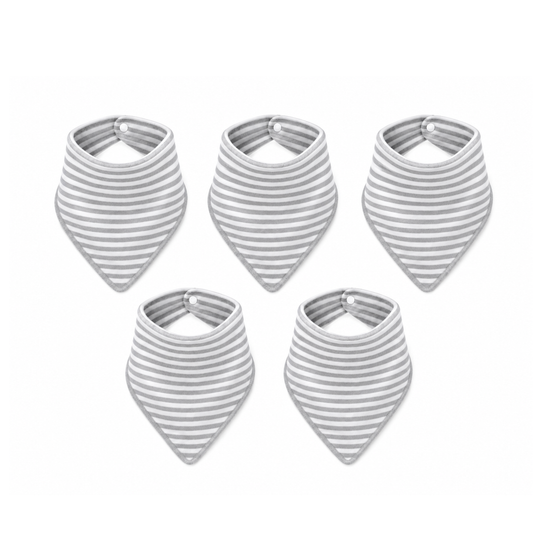 Bandana Bib- Stripe grey 5Pack