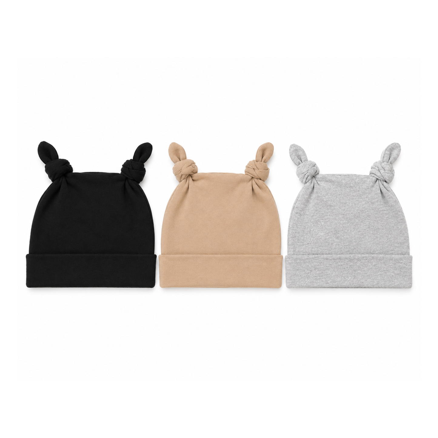 Double Knot Beanie - 3 pack Neutral Black/Stone/Grey
