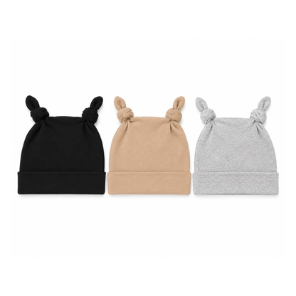 Double Knot Beanie - 3 pack Neutral Black/Stone/Grey