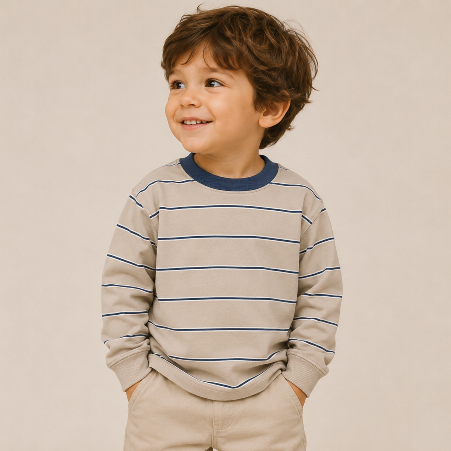 Stripe Beige Sweater - Boys