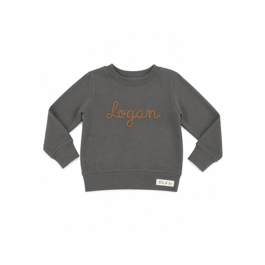 Sweater custom name embroidery Solid Grey